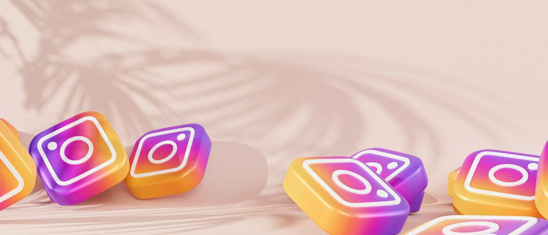 Зображення концепту з логотипами Instagram і тінями від пальм
