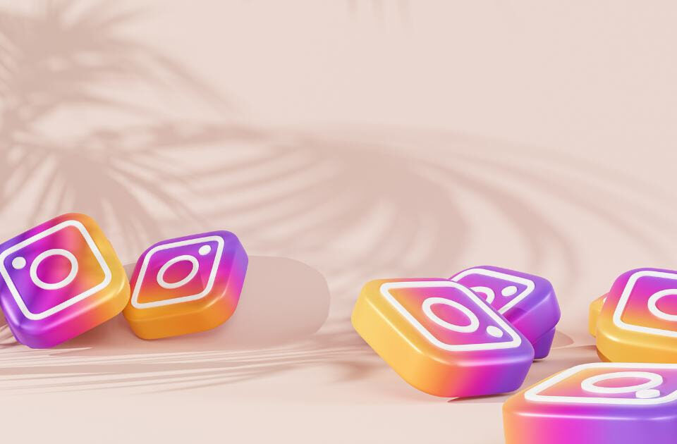 Зображення концепту з логотипами Instagram і тінями від пальм